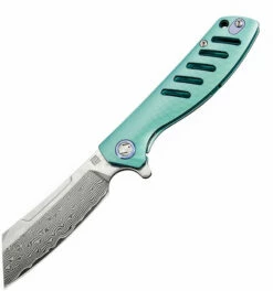 Artisan Cutlery Tomahawk Frame Lock Knife Green Titanium (3.14" Damascus) ATZ-1815GSD