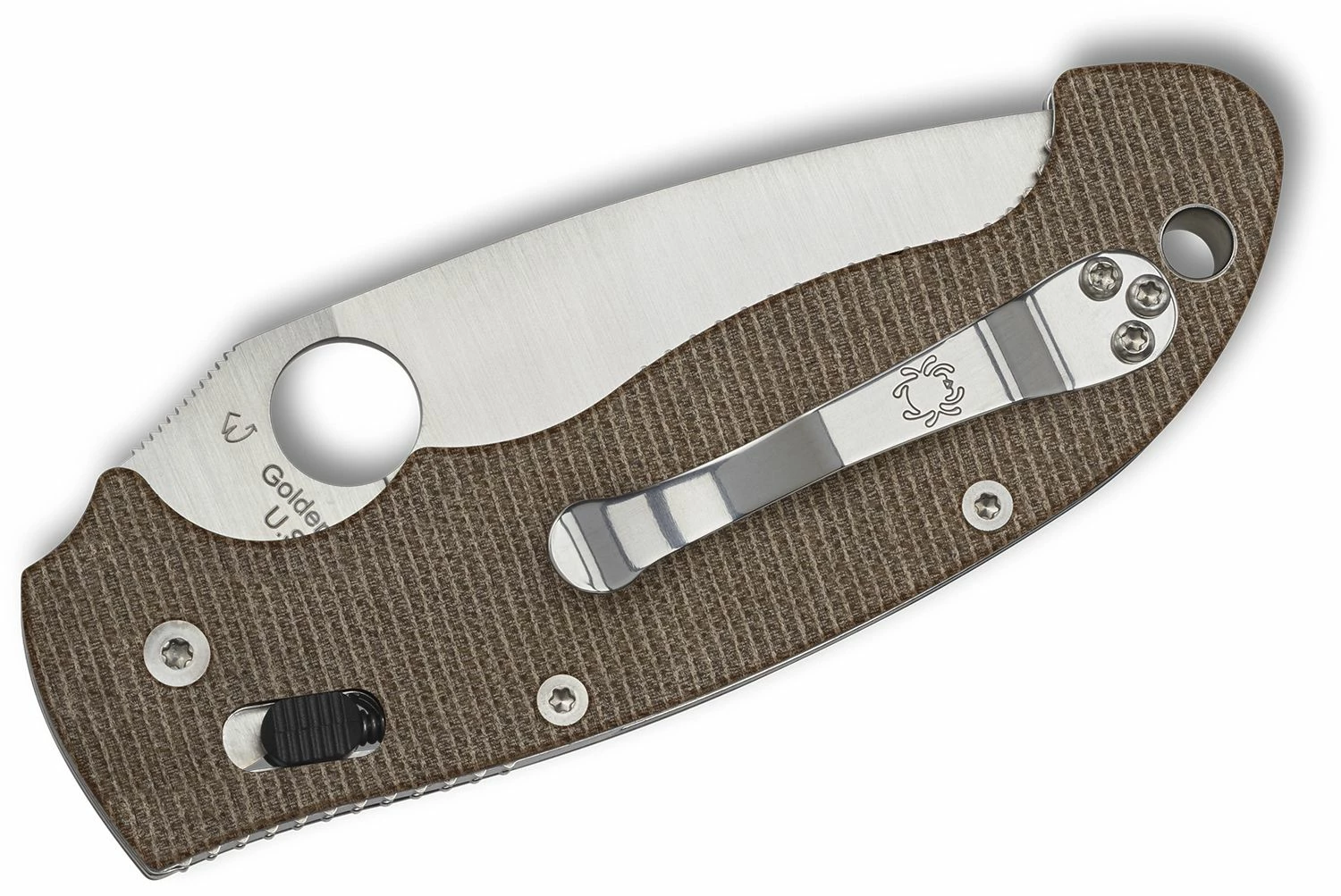 Spyderco Manix 2 XL Brown Canvas Micarta CPM CRU-WEAR (3.85" Satin) C95MPCW2 4 Spyderco Manix 2 XL Brown Canvas Micarta CPM CRU-WEAR (3.85" Satin) C95MPCW2 - Image 2