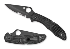 Spyderco Delica 4 Knife Tactical Black FRN Folder (2.88" Black Serr) C11PSBBK