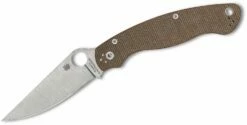 Spyderco Military 2 Compression Lock Knife Brown Micarta CRU-WEAR (4" Satin) C36MPCW2
