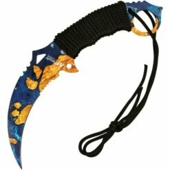 Mtech Karambit Fixed Blade Knife BLue/Gold (4") 2076GBY