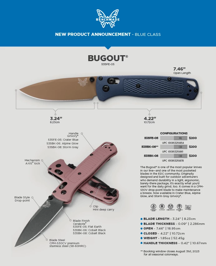 Benchmade Bugout AXIS Lock Knife Alpine Glow (3.24" Black) 535BK-06 5 Benchmade Bugout AXIS Lock Knife Alpine Glow (3.24" Black) 535BK-06 - Image 3