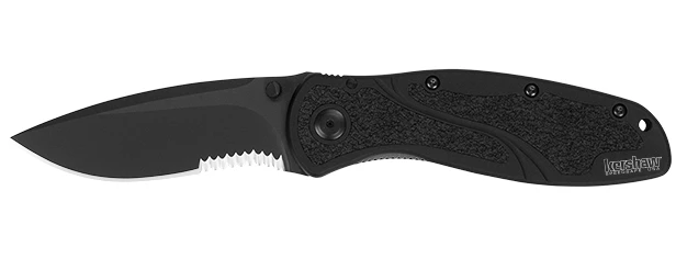 Kershaw Blur Assisted Opening Knife Black (3.4" Black Serr) 1670BLKST 3 Kershaw Blur Assisted Opening Knife Black (3.4" Black Serr) 1670BLKST