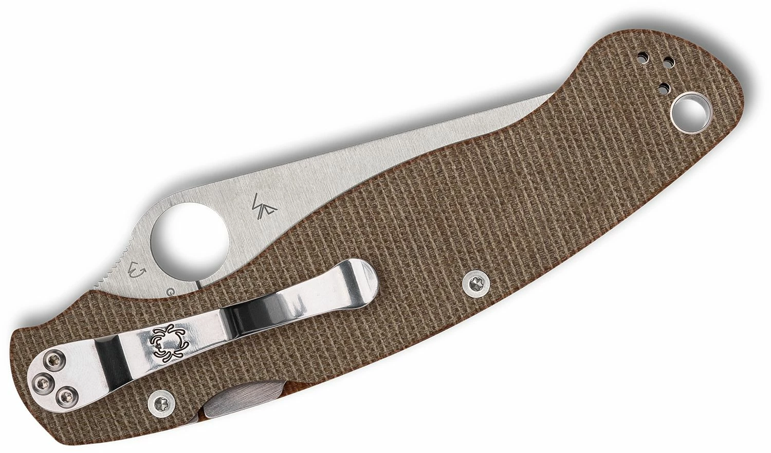 Spyderco Military 2 Compression Lock Knife Brown Micarta CRU-WEAR (4" Satin) C36MPCW2 4 Spyderco Military 2 Compression Lock Knife Brown Micarta CRU-WEAR (4" Satin) C36MPCW2 - Image 2